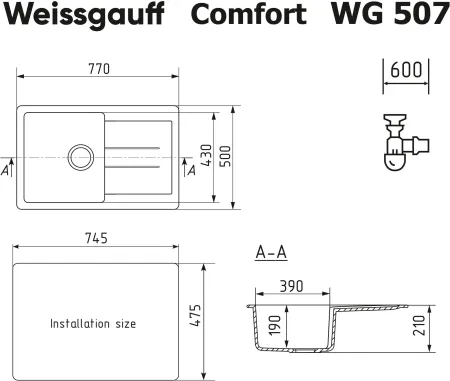 Кухонная мойка WEISSGAUFF WG 507328 Comfort Beige Sand