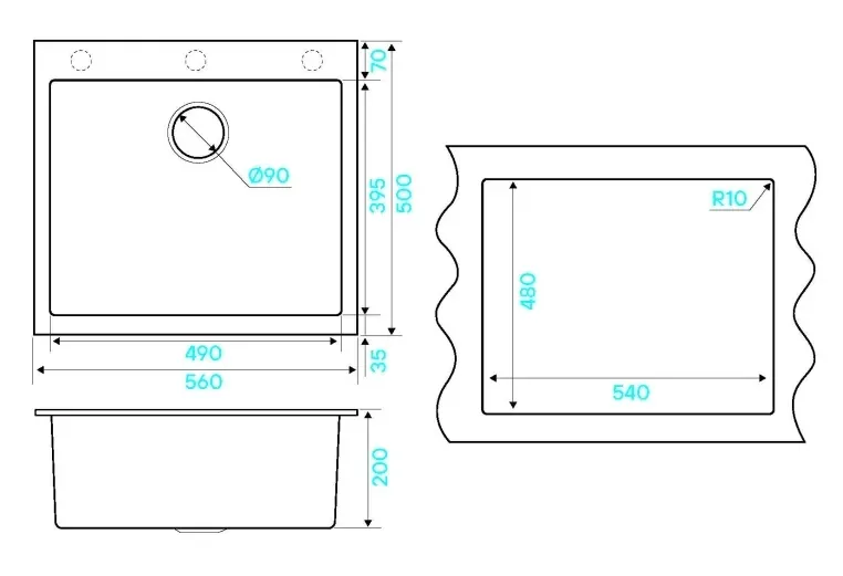 Кухонная мойка KUCHENSTERN OBEN 60 антрацит