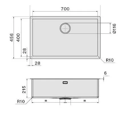 Кухонная мойка FALMEC ISEO 70 см BLACK (SIS7000F.00#CBF)