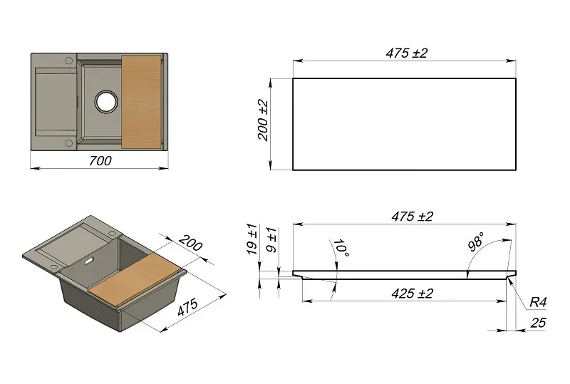 Кухонная мойка GRANULA ES-7003 арктик