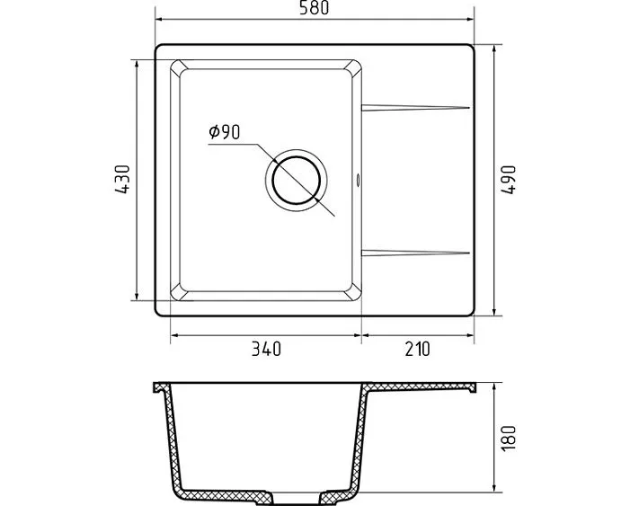 Кухонная мойка GRANFEST URBAN 258L черный