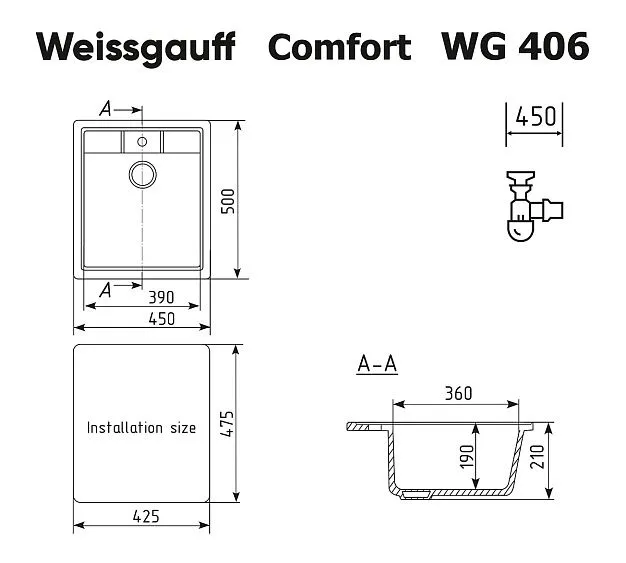 Кухонная мойка WEISSGAUFF WG 406344 Comfort Deep Space