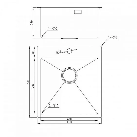 Кухонная мойка MILACIO Denia 46 Steel MC.77479 вороненая сталь