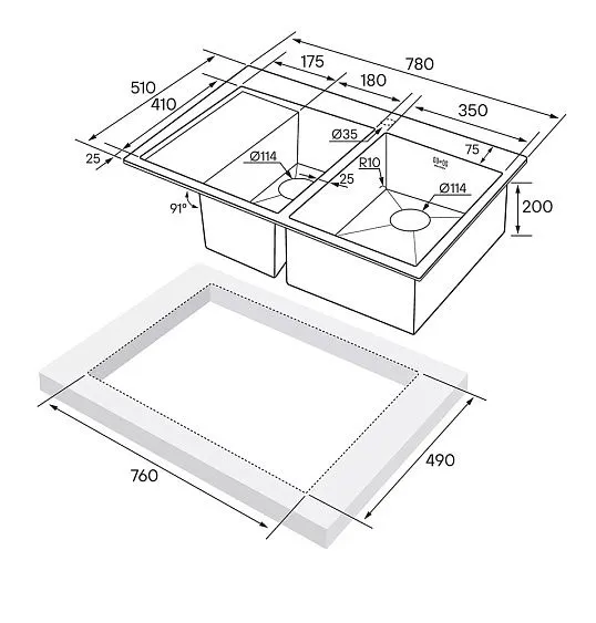 Кухонная мойка PAULMARK Kroner PM227851-BGR
