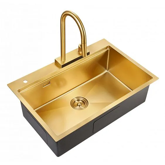 Кухонная мойка MILACIO Denia 75 Steel MC.77428 золото