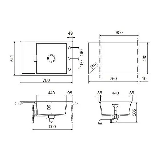 Кухонная мойка SCHOCK Eton 60 D Small Cristadur поларис