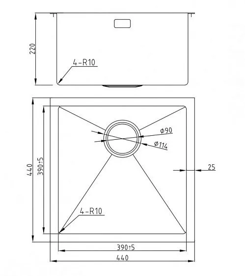 Кухонная мойка MILACIO Denia 44 Steel MC.77438 золото