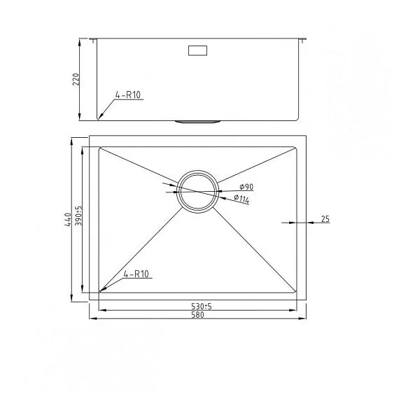 Кухонная мойка MILACIO Denia 58 Steel MC.77458 золото
