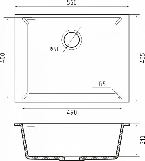 Кухонная мойка RIVELATO STRIA 5649 Nero profondo