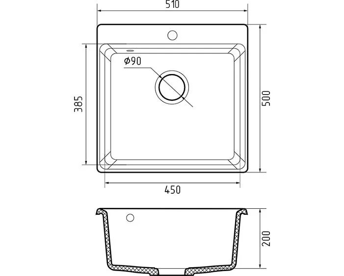 Кухонная мойка GRANFEST LEVEL GF-LV-510 песочный