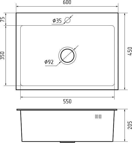 Кухонная мойка GRANFEST METAL 6045 PVD graphite