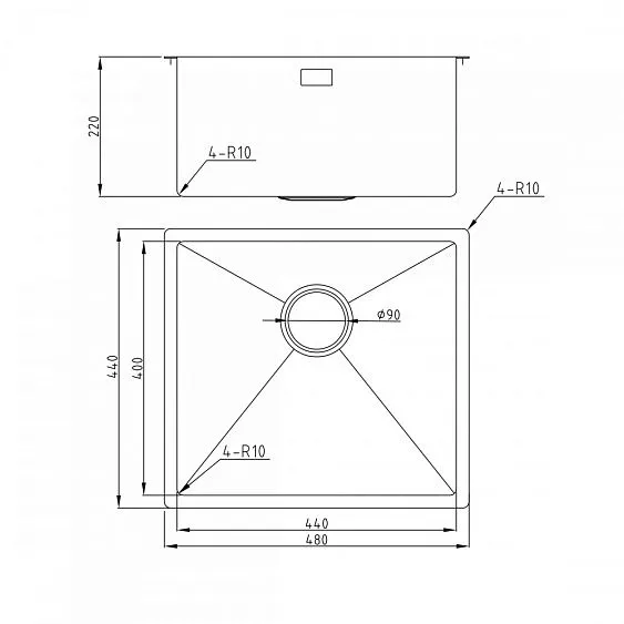 Кухонная мойка MILACIO Denia 48 Steel MC.77448 золото
