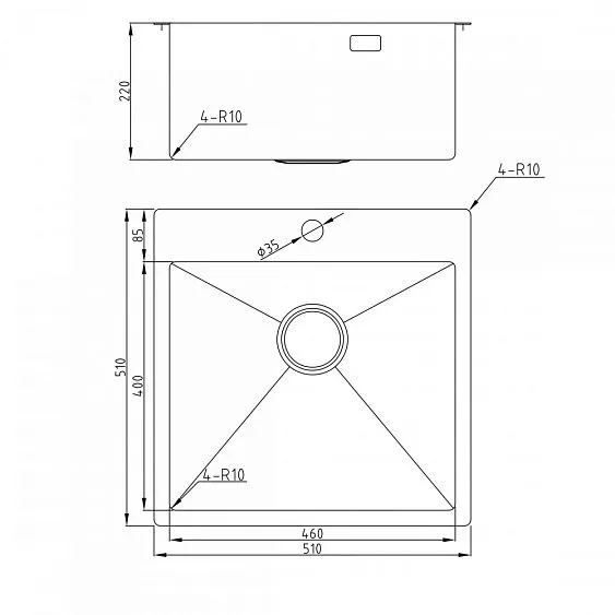 Кухонная мойка MILACIO Denia 51 Steel MC.77488 золото