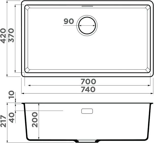 Кухонная мойка OMOIKIRI Kata 74-U-ES (4997565)