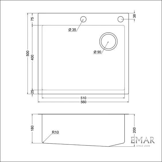 Кухонная мойка EMAR EMB-560(TOP) PVD Golden