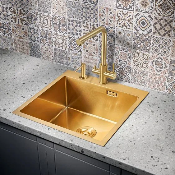 Кухонная мойка MILACIO Denia 51 Steel MC.77488 золото