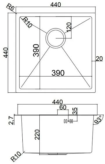 Кухонная мойка EMAR EMB-120 Satine