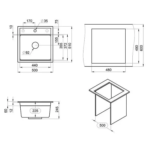 Кухонная мойка GRANULA KS-5002i черный
