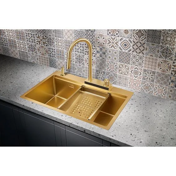 Кухонная мойка MILACIO Denia 75 Steel MC.77428 золото