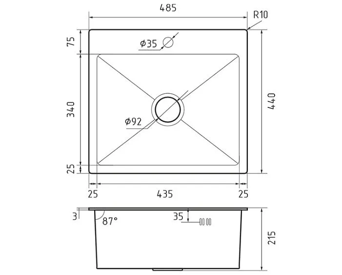 Кухонная мойка GRANFEST METAL 4844 PVD graphite