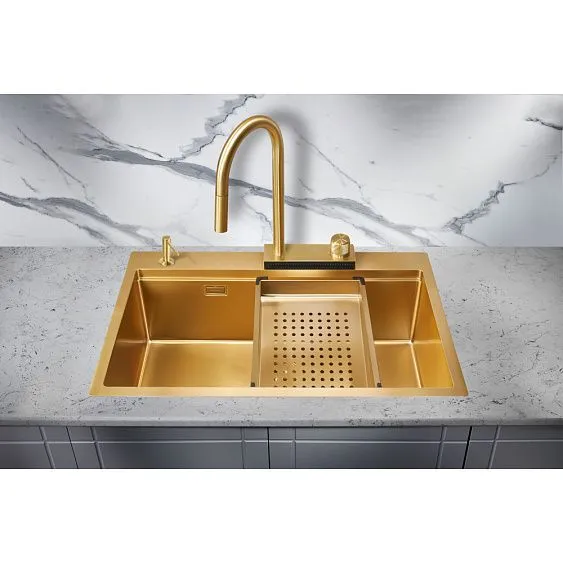 Кухонная мойка MILACIO Denia 75 Steel MC.77428 золото