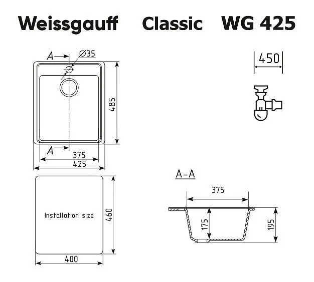 Кухонная мойка WEISSGAUFF WG 42501 Classic White
