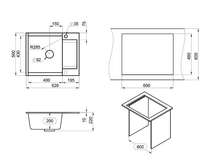 Кухонная мойка GRANULA ES-6202 арктик