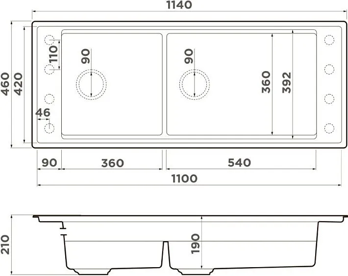 Кухонная мойка OMOIKIRI Sintesi Pro 114-2-CN (4997452)