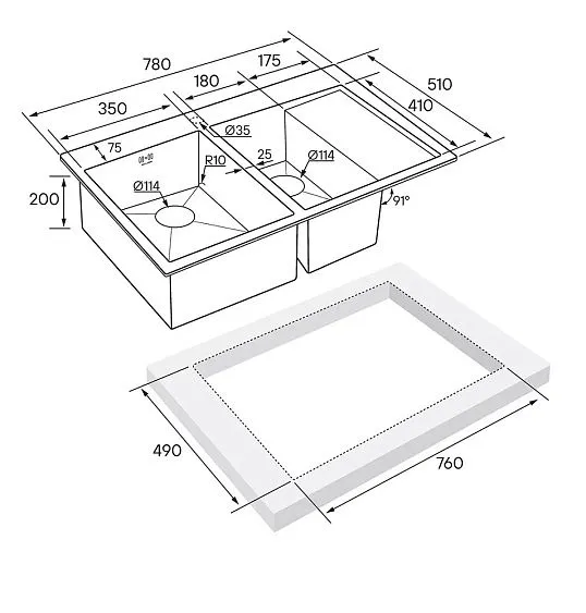 Кухонная мойка PAULMARK Kroner PM227851-BGL
