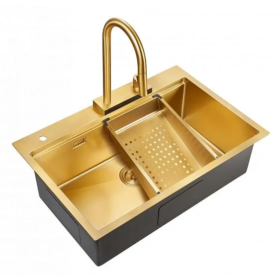 Кухонная мойка MILACIO Denia 75 Steel MC.77428 золото