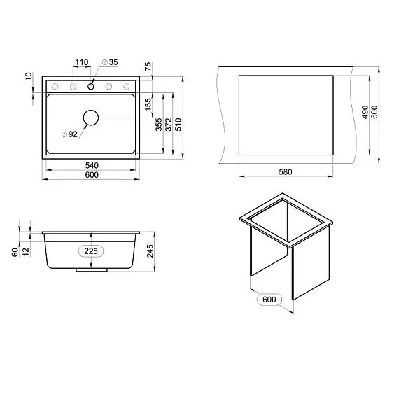 Кухонная мойка GRANULA KS-6003i арктик