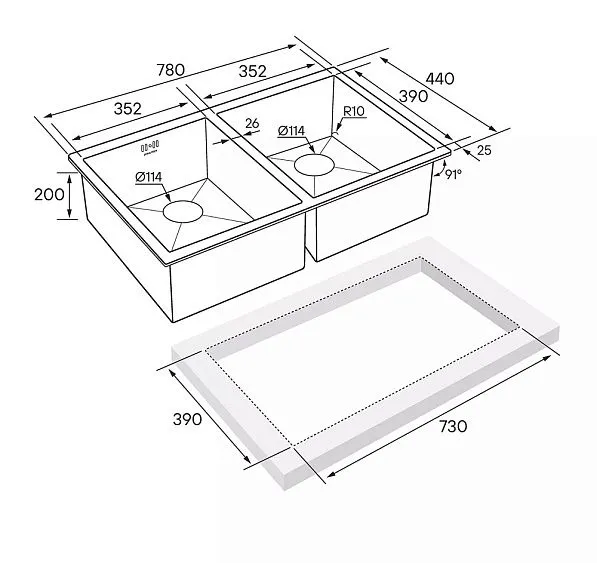 Кухонная мойка PAULMARK GERBERG PM237844-BS