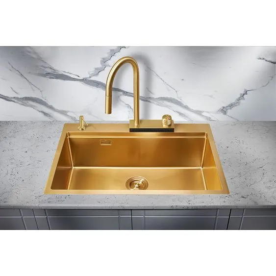 Кухонная мойка MILACIO Denia 75 Steel MC.77428 золото
