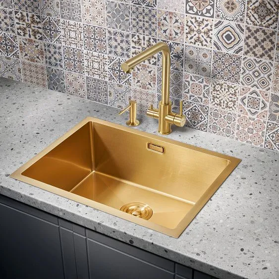 Кухонная мойка MILACIO Denia 58 Steel MC.77458 золото