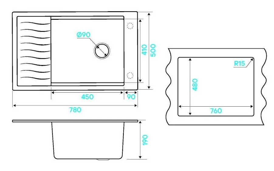 Кухонная мойка KUCHENSTERN BRETT 60 черный