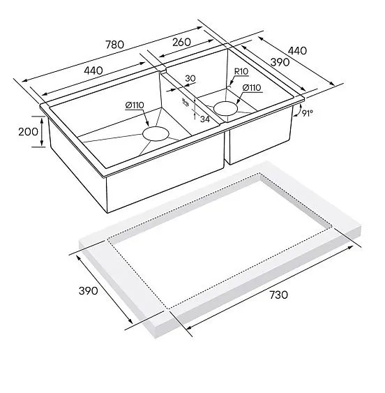 Кухонная мойка PAULMARK GERBERG PM227844-BS
