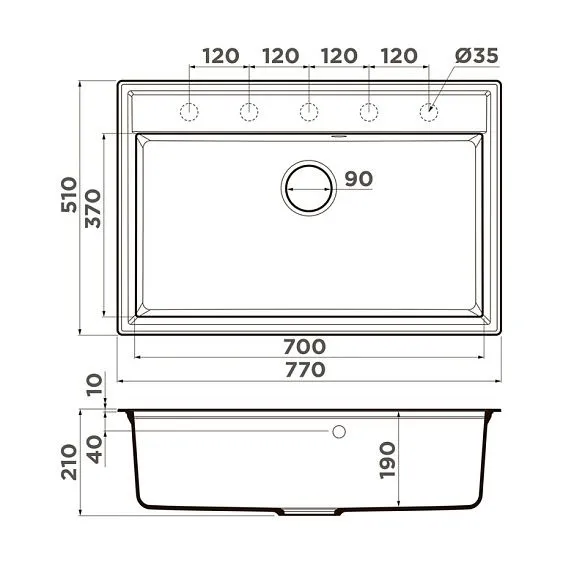 Кухонная мойка OMOIKIRI Daisen 77-ES (4997490)