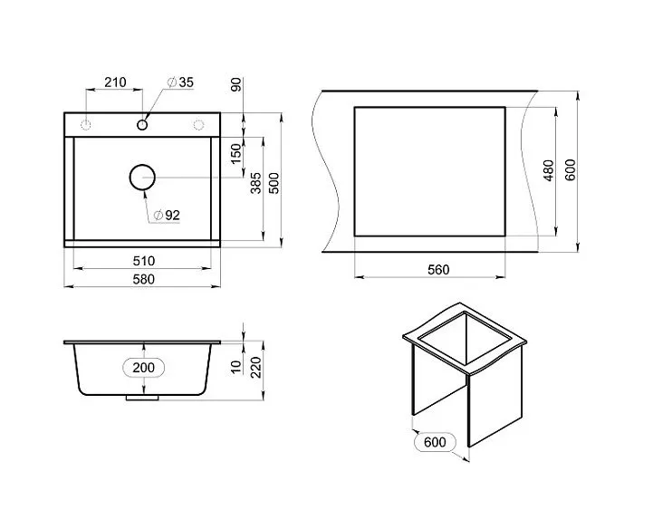 Кухонная мойка GRANULA ES-5804 турмалин