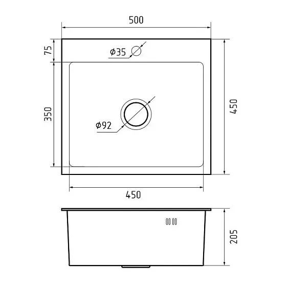 Кухонная мойка GRANFEST METAL 5045 PVD graphite