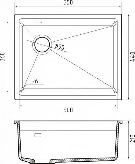 Кухонная мойка RIVELATO LINO 554-L antracite