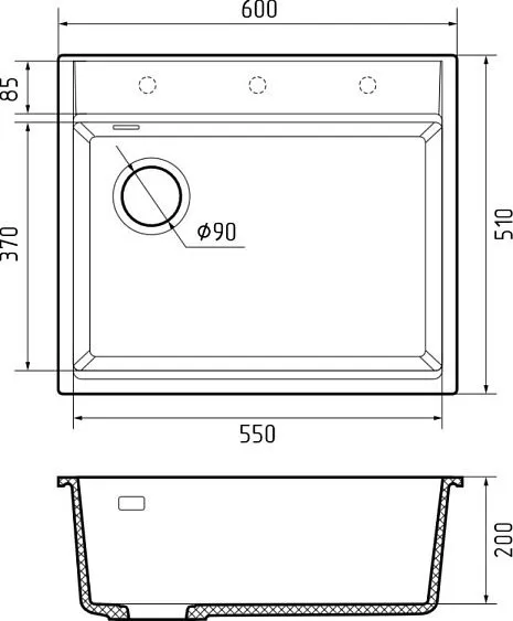 Кухонная мойка RIVELATO TESORO 605-L nero