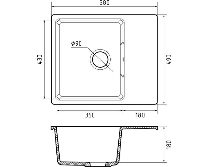 Кухонная мойка GRANFEST URBAN 658L песочный