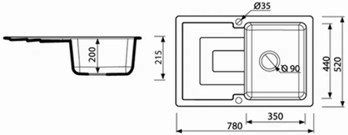 Кухонная мойка MARMORIN sten black metalic (385 113 012)