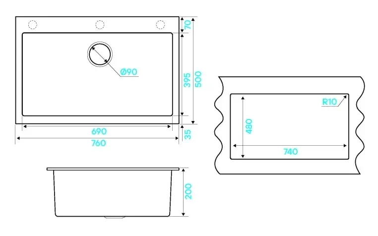Кухонная мойка KUCHENSTERN OBEN 80 антрацит