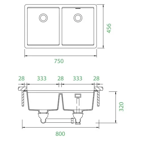 Кухонная мойка SCHOCK Greenwich 80-2U Cristadur серебристый камень
