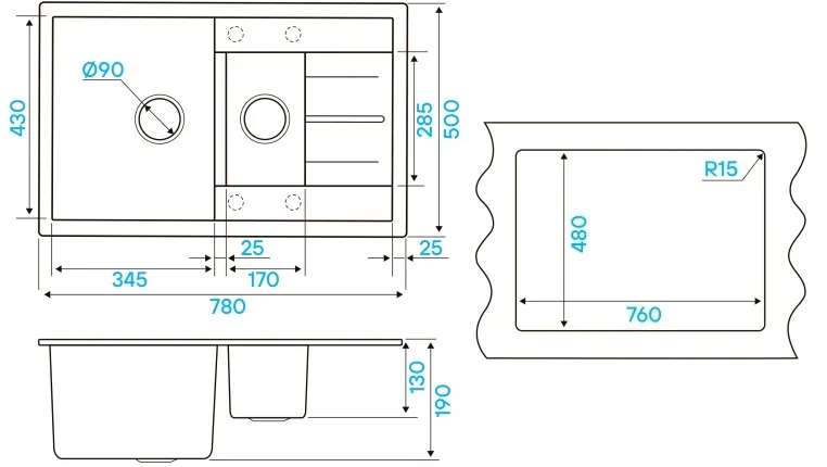 Кухонная мойка KUCHENSTERN FLUG 60-2 ваниль