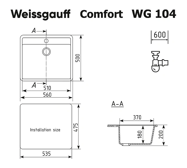 Кухонная мойка WEISSGAUFF WG 104310 Comfort Cold Grey