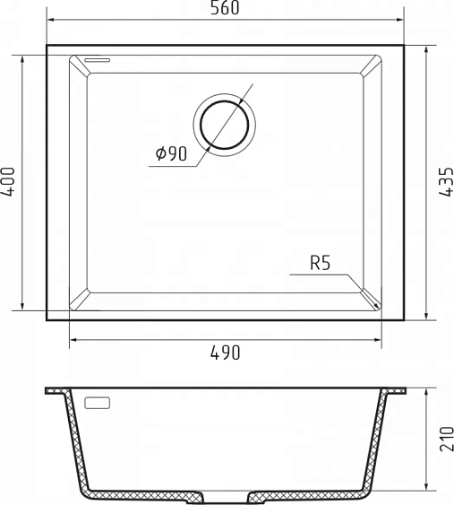 Кухонная мойка RIVELATO STRIA 5649 Grigio puro
