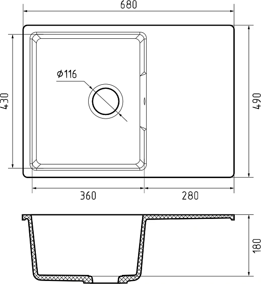 Кухонная мойка GRANFEST URBAN 668L dark gray