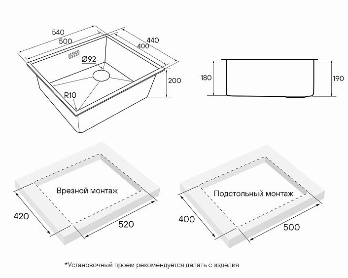 Кухонная мойка PAULMARK NEXT-SKEW 540 PM885444-GM